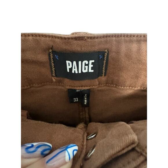 Paige Brooklyn Jeans Double Button Waistband Flare High Waisted Orange Size 33 - Picture 8 of 11